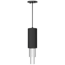 Image1 of Alora Mood Bordeaux LED 4-in Clear Ribbed Glass/Matte Black Pendant