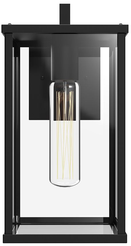 Image 3 Alora Mood Brentwood 12-in Clear Glass/Textured Black Exterior Wall Sconces more views