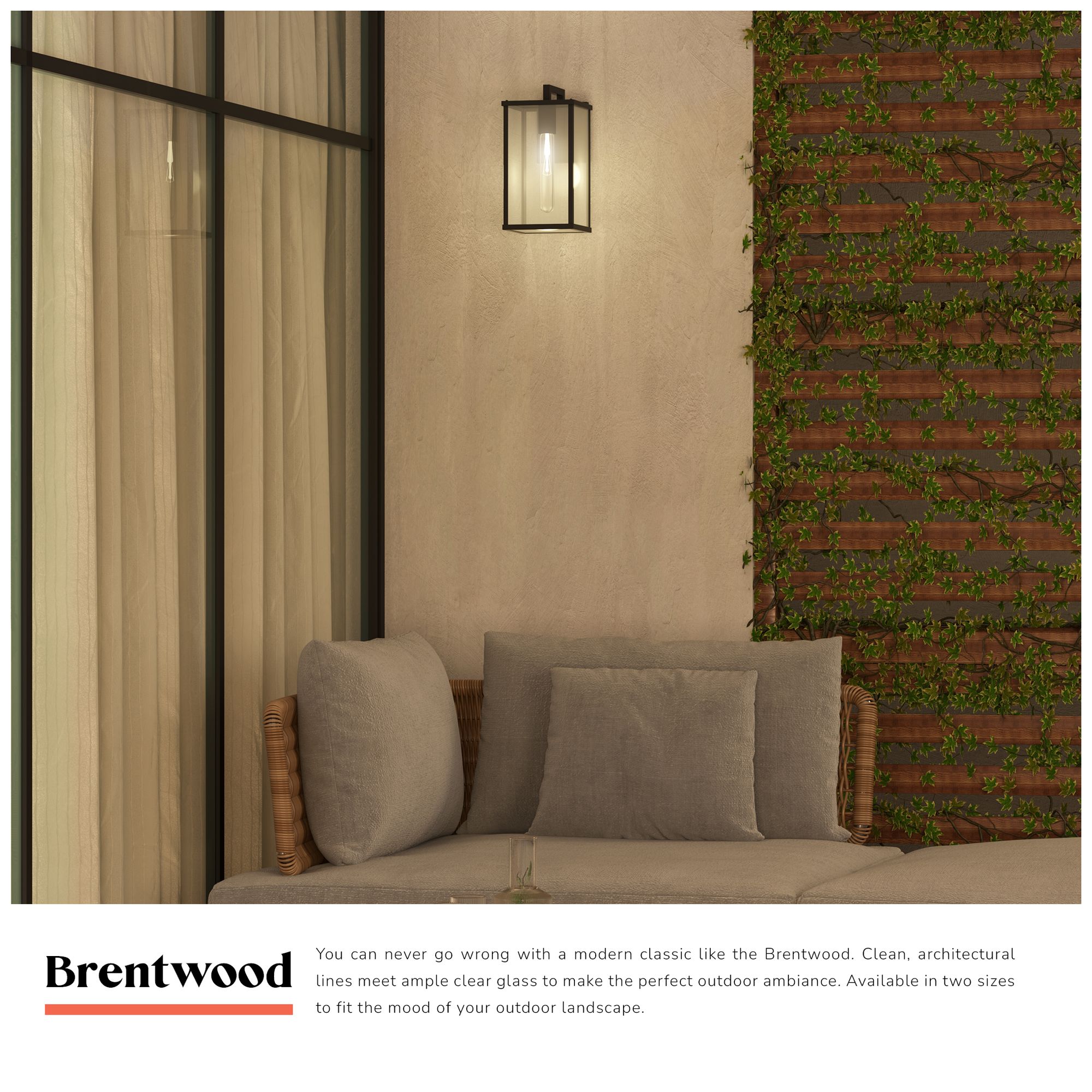 Image 6 Alora Mood Brentwood 12-in Clear Glass/Textured Black Exterior Wall Sconces more views