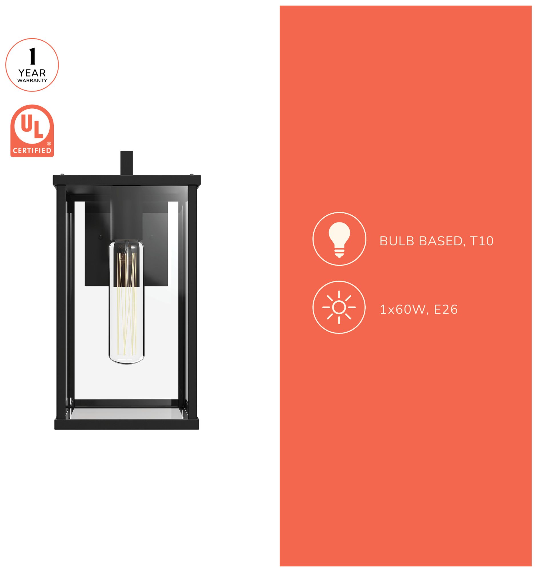 Image 7 Alora Mood Brentwood 12-in Clear Glass/Textured Black Exterior Wall Sconces more views