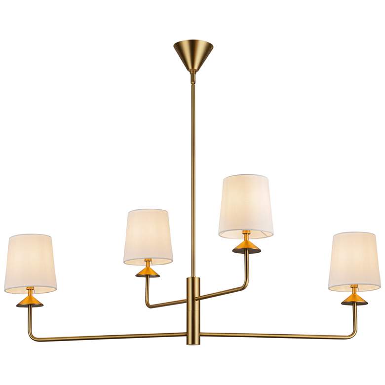 Image 1 Alora Mood Bridgette E12 45-in Brushed Gold/White Linen Socket Chandelier