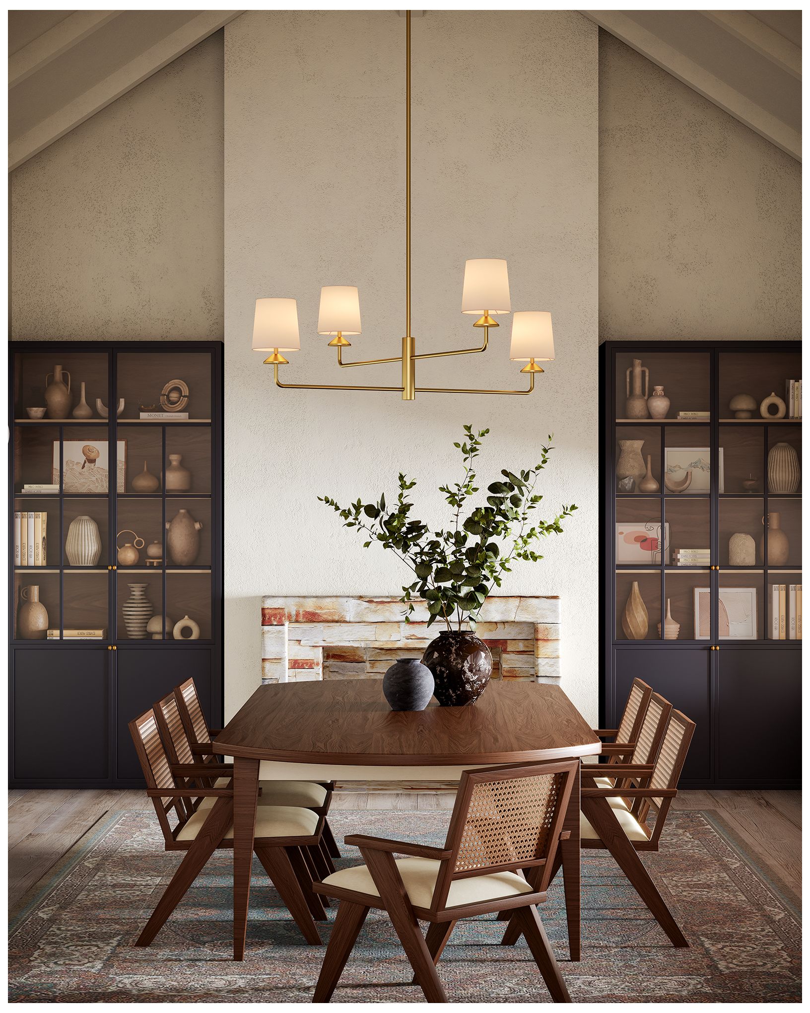 Image 3 Alora Mood Bridgette E12 45-in Brushed Gold/White Linen Socket Chandelier more views