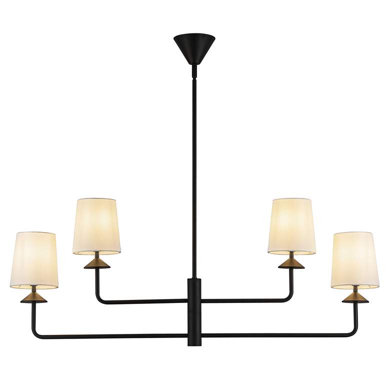 Image 2 Alora Mood Bridgette E12 45-in Matte Black/White Linen Socket Chandelier more views