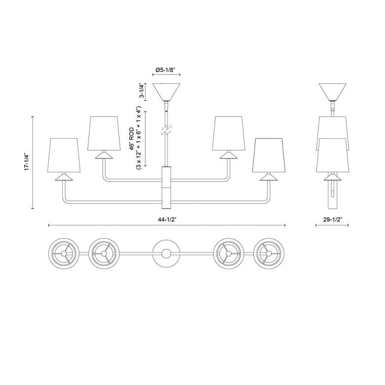 Image 6 Alora Mood Bridgette E12 45-in Matte Black/White Linen Socket Chandelier more views