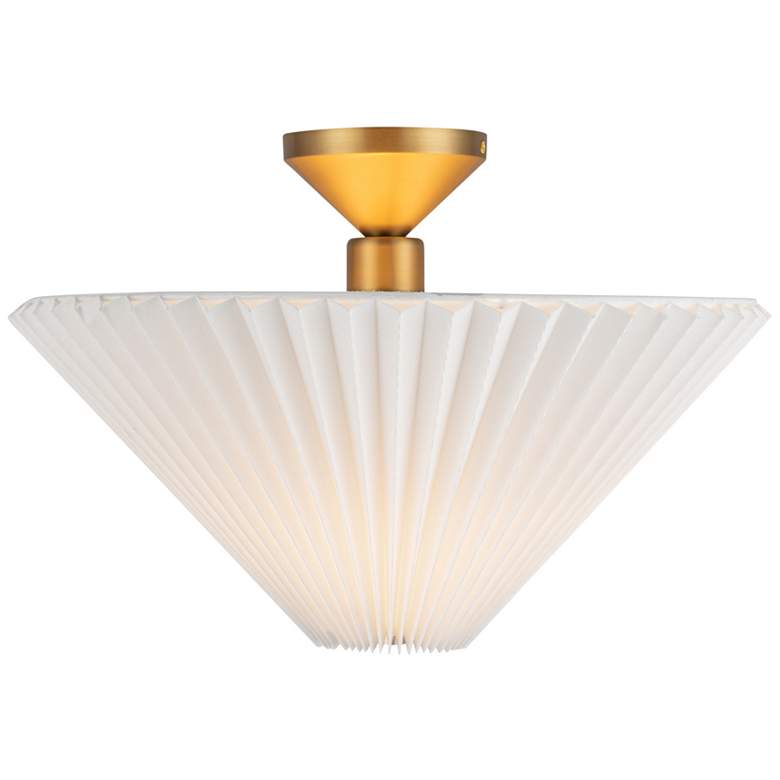 Image 1 Alora Mood Bridgette E26 16-in Brushed Gold/Folded White Semi-Flush Mount