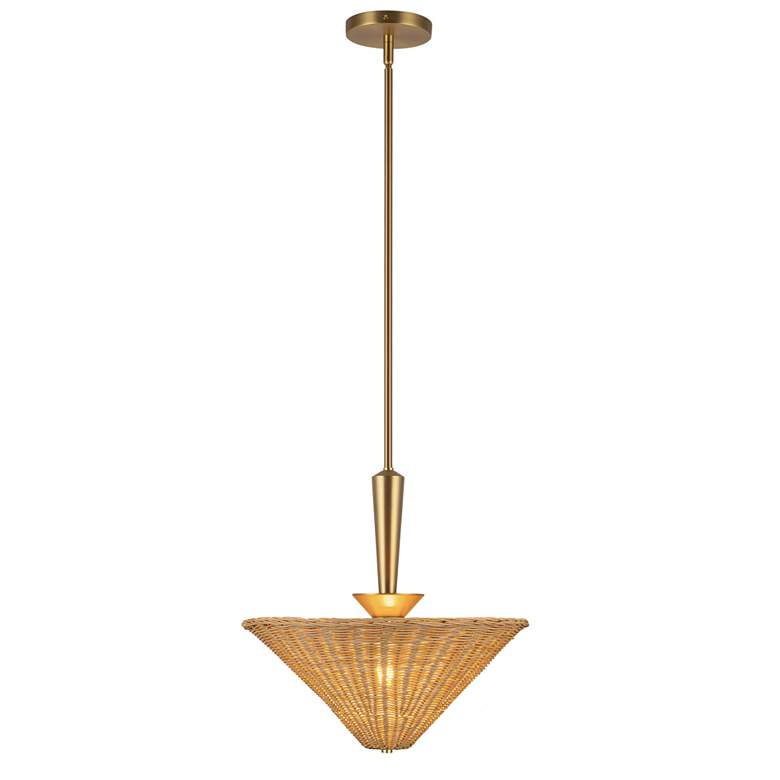 Image 1 Alora Mood Bridgette E26 16-in Brushed Gold/Rattan Pendant