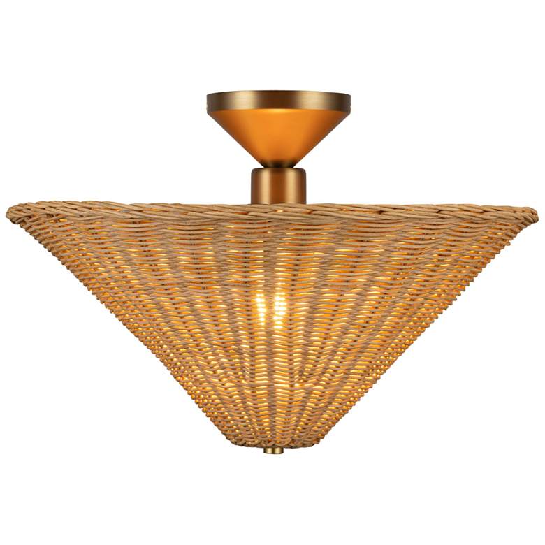 Image 1 Alora Mood Bridgette E26 16-in Brushed Gold/Rattan Semi-Flush Mount