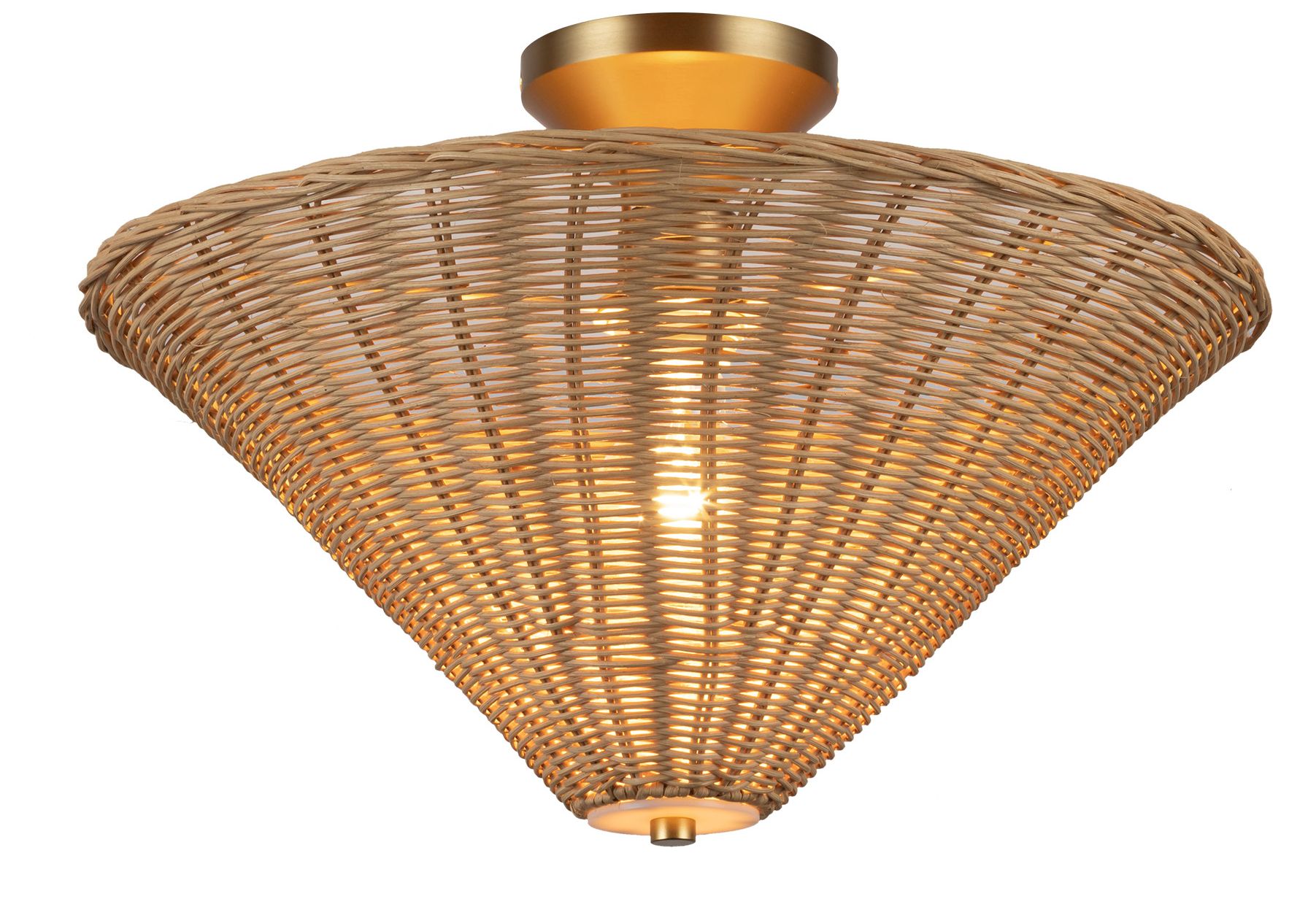 Image 3 Alora Mood Bridgette E26 16-in Brushed Gold/Rattan Semi-Flush Mount more views