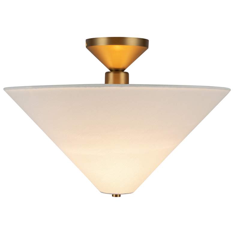 Image 1 Alora Mood Bridgette E26 16-in Brushed Gold/White Linen Semi-Flush Mount