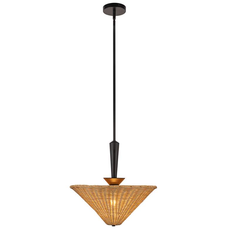 Image 1 Alora Mood Bridgette E26 16-in Matte Black/Rattan Pendant