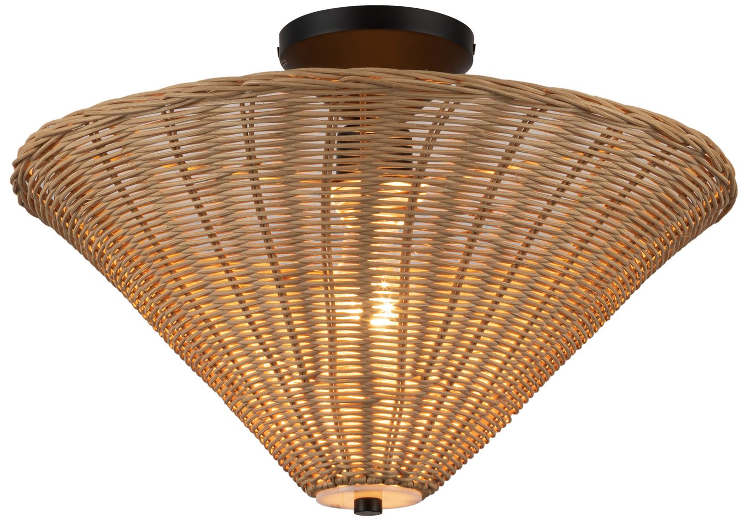 Image 2 Alora Mood Bridgette E26 16-in Matte Black/Rattan Semi-Flush Mount more views