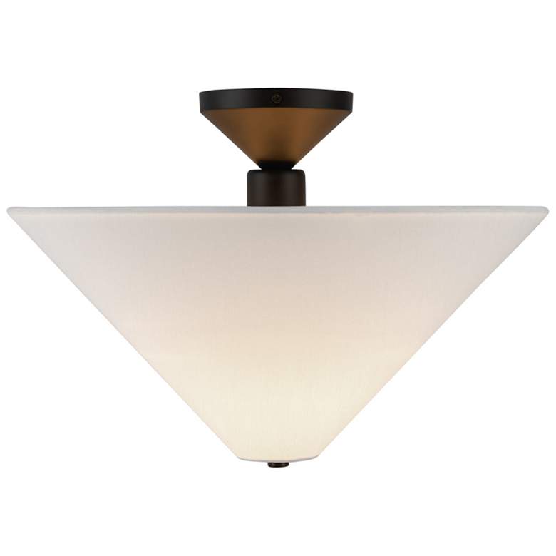 Image 1 Alora Mood Bridgette E26 16-in Matte Black/White Linen Semi-Flush Mount