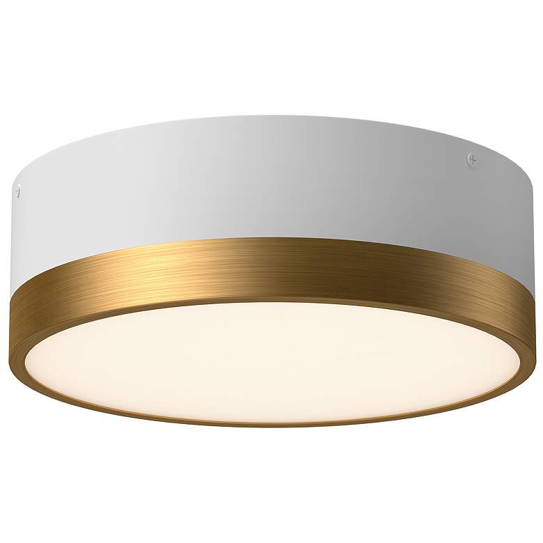Image 1 Alora Mood Brisbane E26 12-in Aged Gold/White Flush Mount