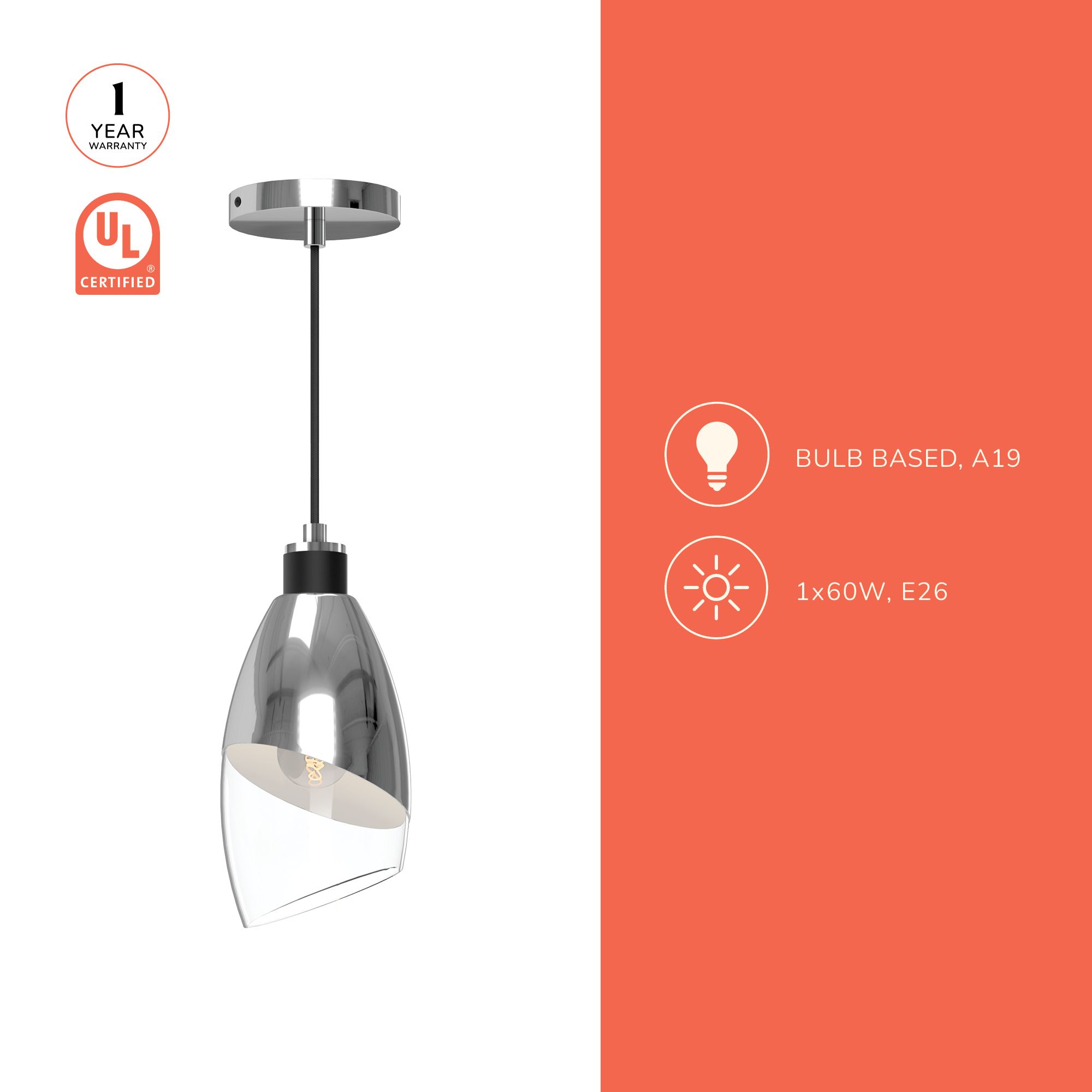 Image 5 Alora Mood Capri E26 5-in Clear Glass/Matte Black Pendant more views