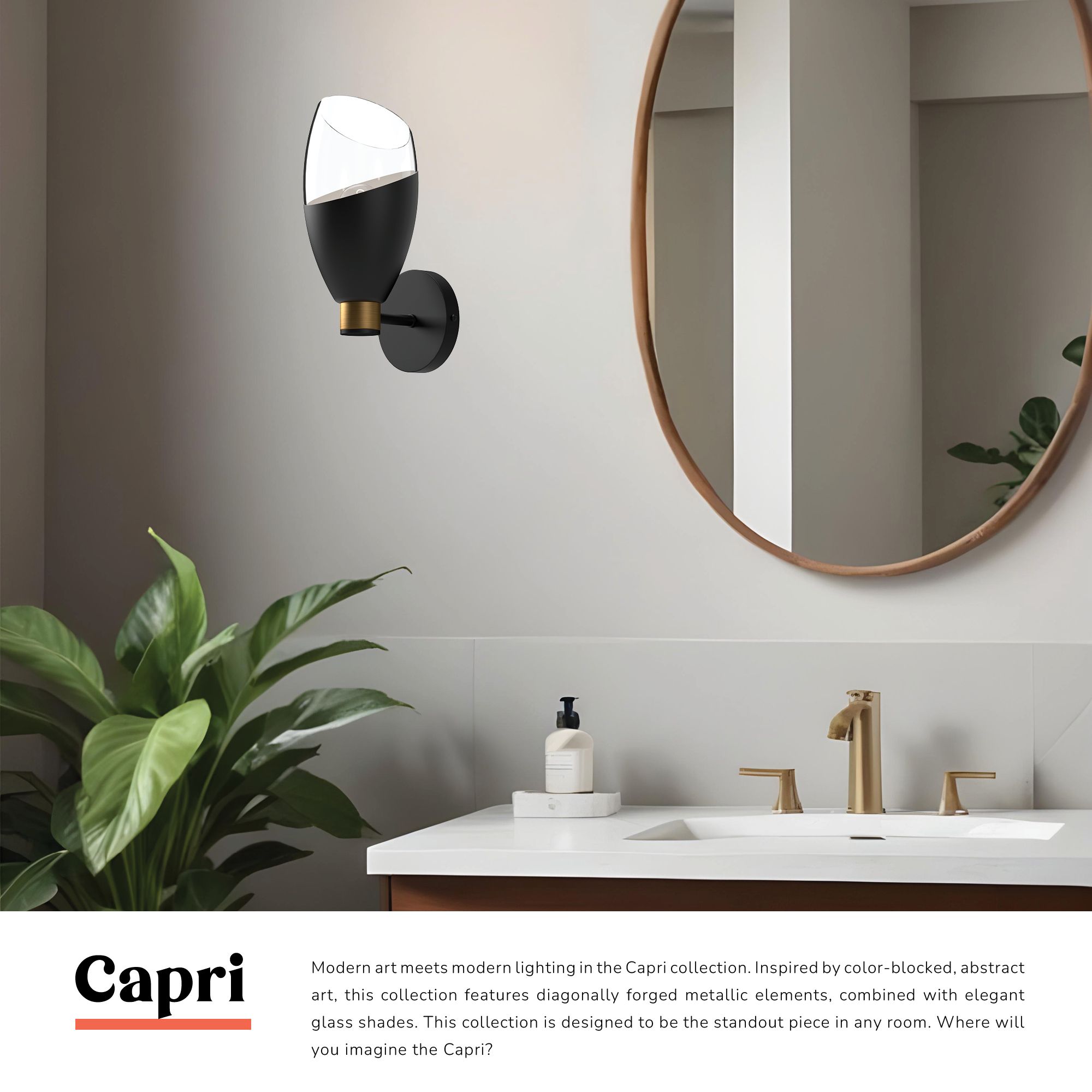 Image 2 Alora Mood Capri E26 5-in Clear Glass/Matte Black Wall Vanity more views