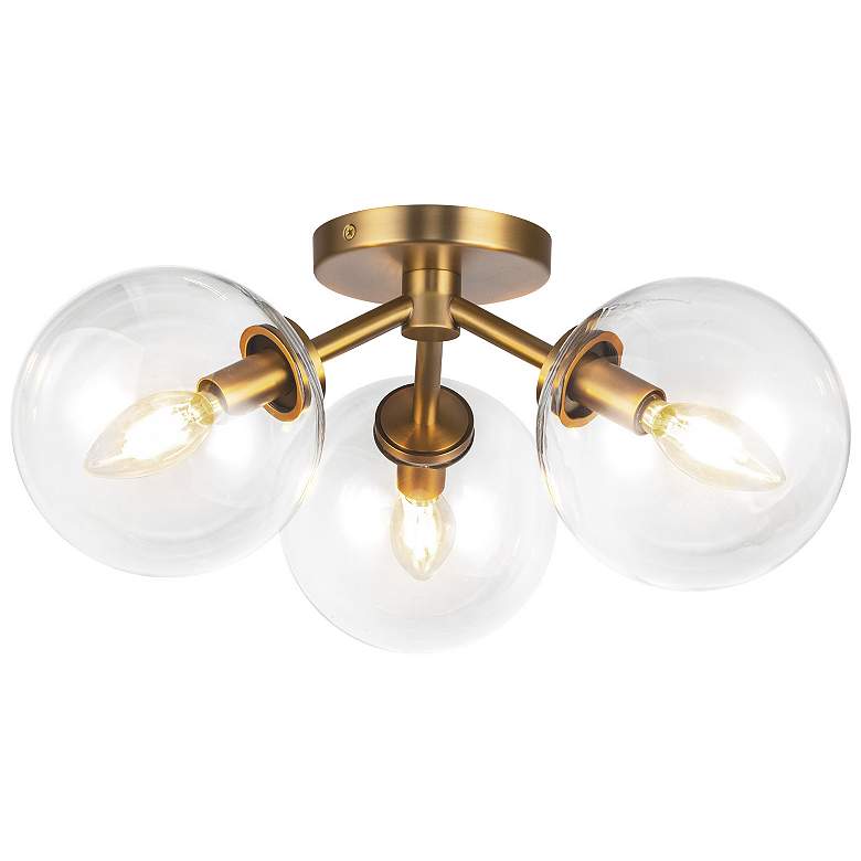 Image 1 Alora Mood Cassia E12 15-in Aged Gold/Clear Glass Semi-Flush Mount