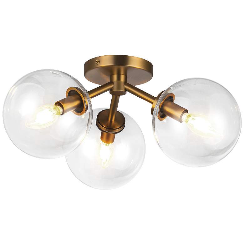 Image 3 Alora Mood Cassia E12 15-in Aged Gold/Clear Glass Semi-Flush Mount more views
