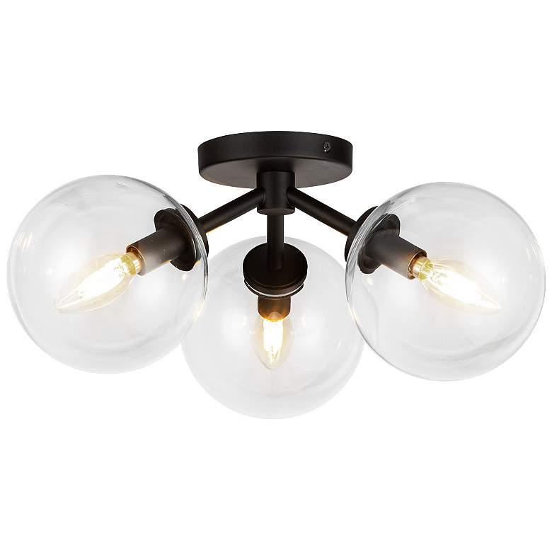 Image 1 Alora Mood Cassia E12 15-in Matte Black/Clear Glass Semi-Flush Mount