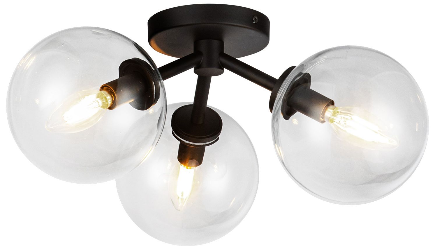 Image 4 Alora Mood Cassia E12 15-in Matte Black/Clear Glass Semi-Flush Mount more views