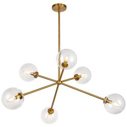 Alora Mood Cassia E12 40-in Aged Gold/Clear Glass Chandelier