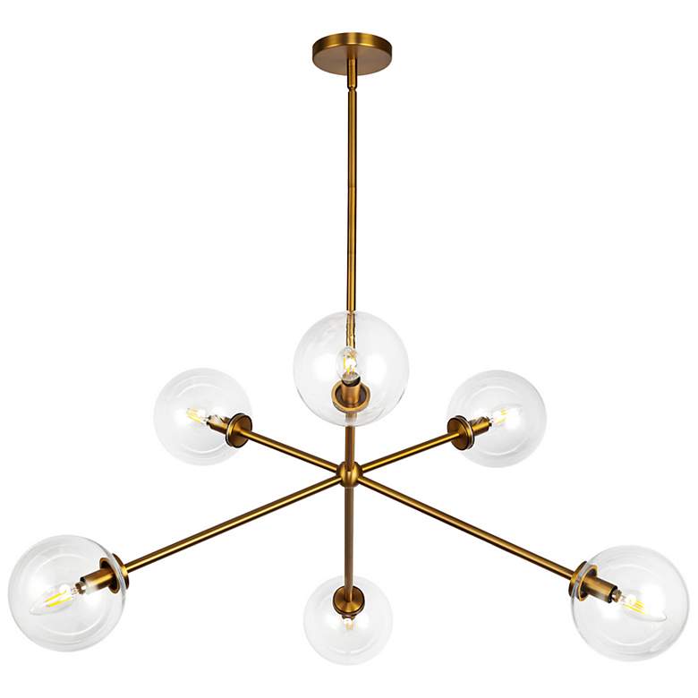 Image 2 Alora Mood Cassia E12 40-in Aged Gold/Clear Glass Chandelier more views