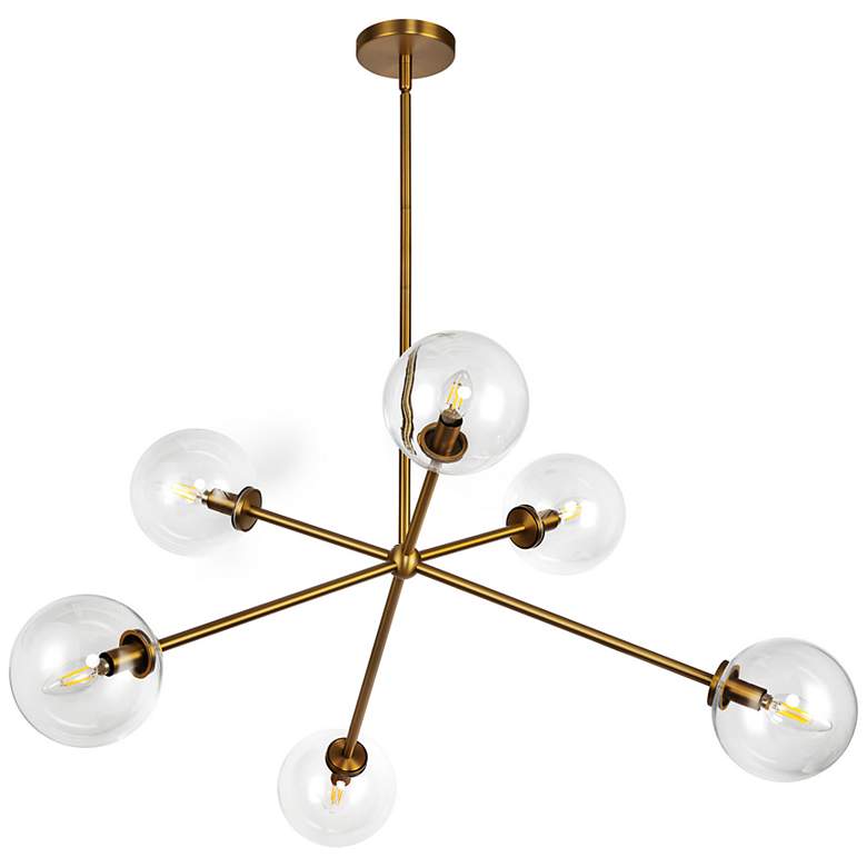 Image 4 Alora Mood Cassia E12 40-in Aged Gold/Clear Glass Chandelier more views