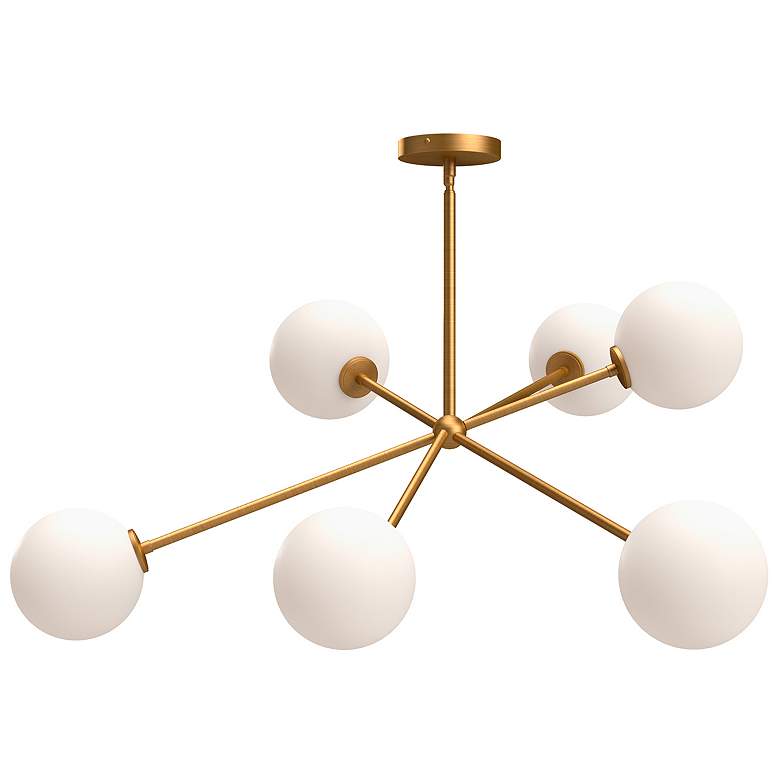 Image 5 Alora Mood Cassia E12 40-in Aged Gold/Opal Matte Glass 6 Lights Chandeliers more views