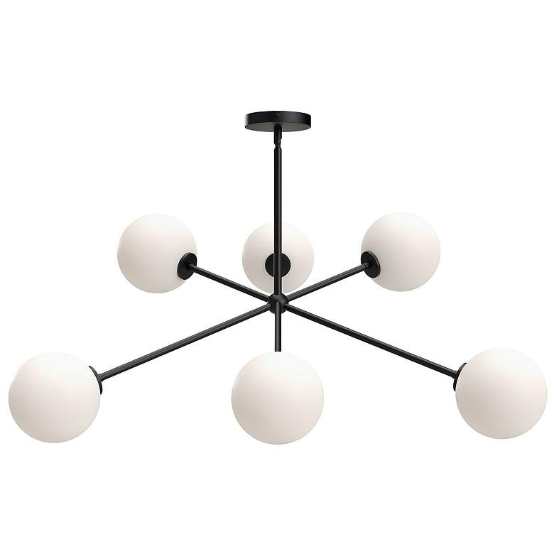 Image 1 Alora Mood Cassia E12 40-in Black/Opal Matte Glass 6 Lights Chandeliers