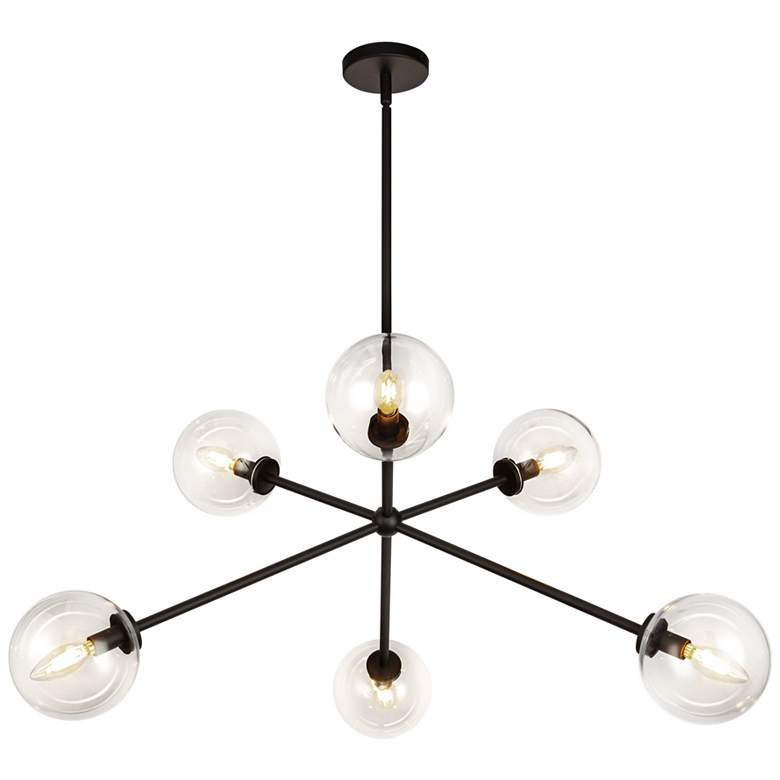 Image 1 Alora Mood Cassia E12 40-in Matte Black/Clear Glass Chandelier