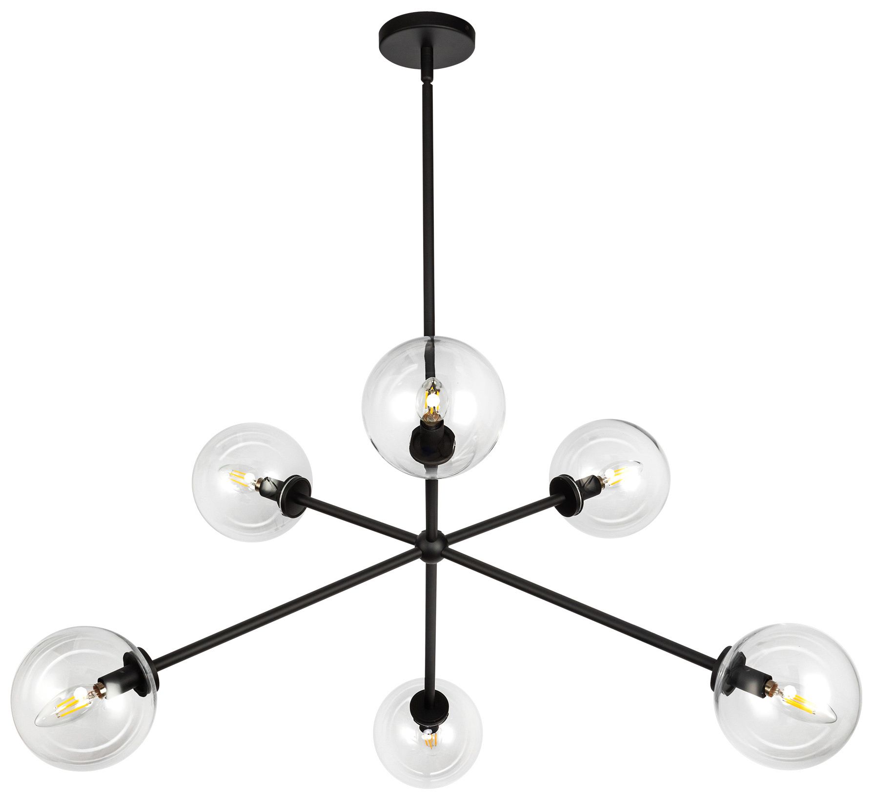 Thumbnail2 of Alora Mood Cassia E12 40-in Matte Black/Clear Glass Chandelier more views
