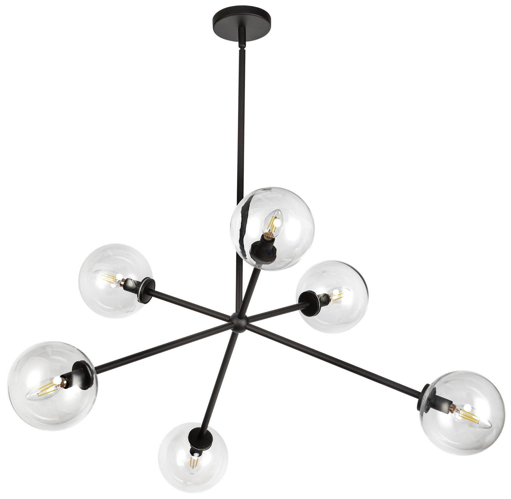 Thumbnail4 of Alora Mood Cassia E12 40-in Matte Black/Clear Glass Chandelier more views