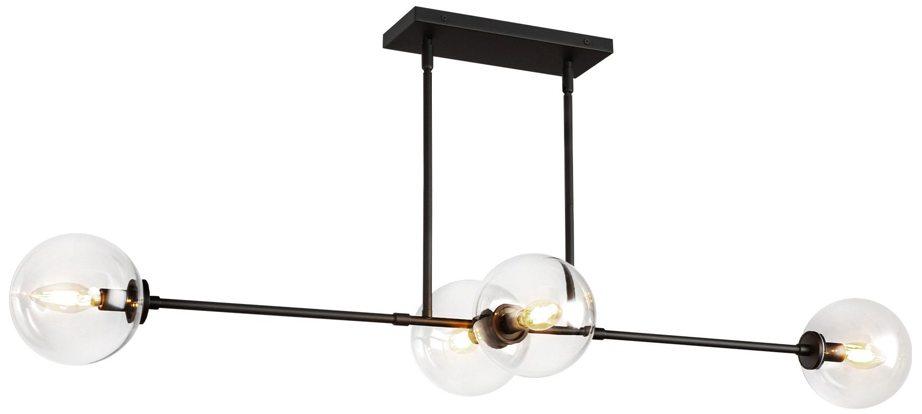 Image 4 Alora Mood Cassia E12 48-in Matte Black/Clear Glass Linear Pendant more views