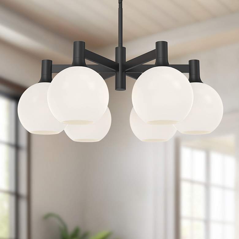 Image 1 Alora Mood Castilla E26 29-in Black/Opal Glass 6 Lights Chandeliers