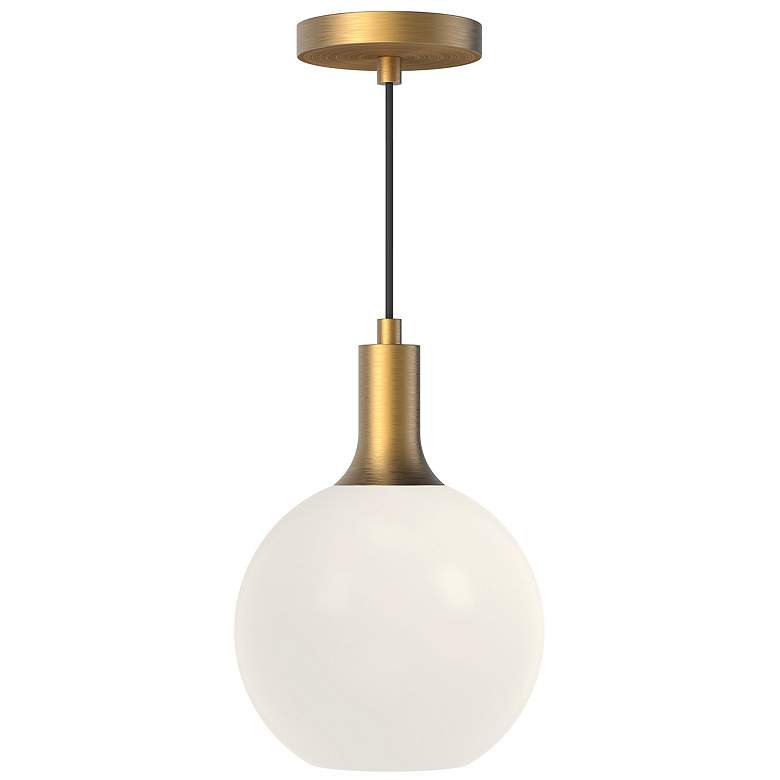 Image 1 Alora Mood Castilla E26 8-in Aged Gold/Opal Matte Glass Pendant