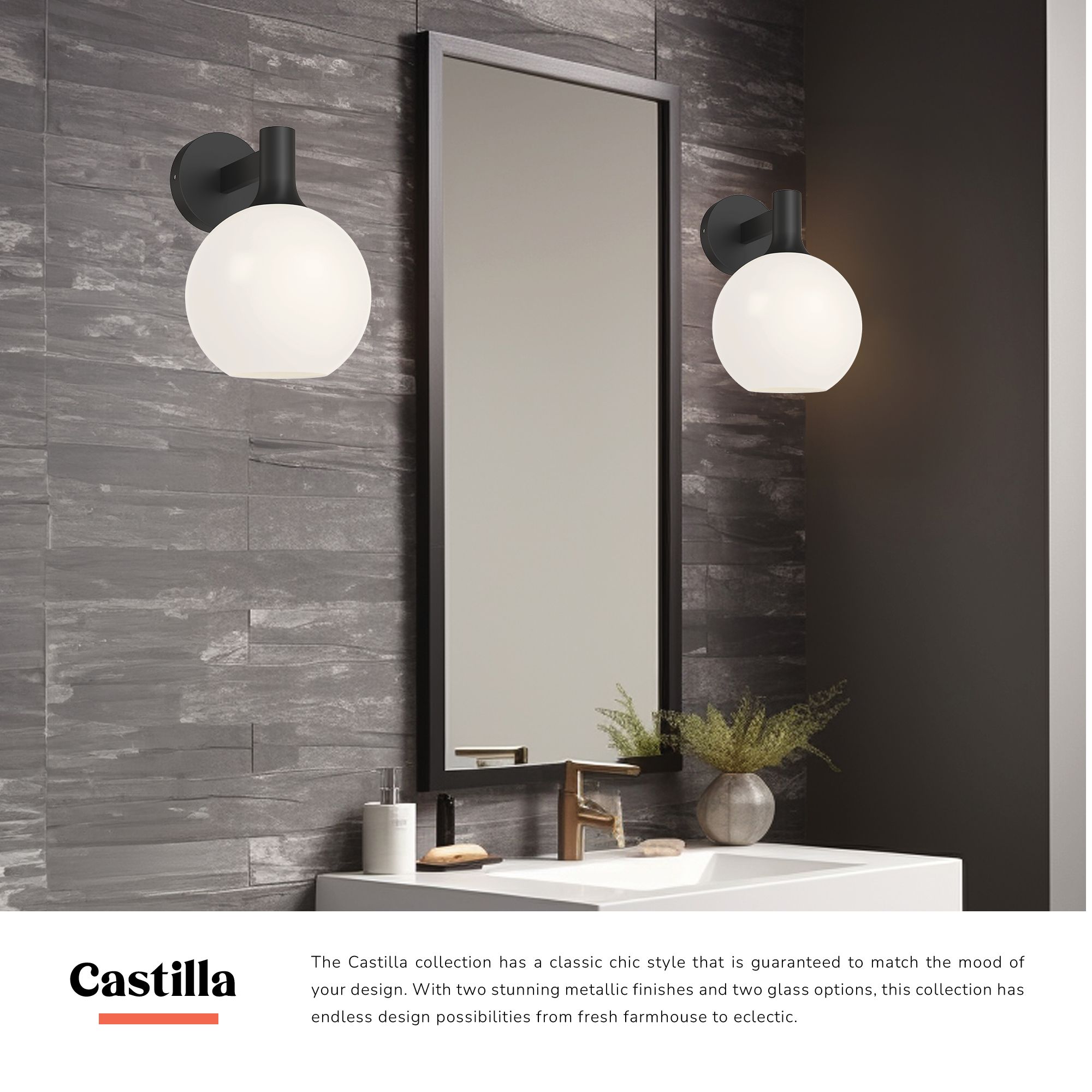 Image 3 Alora Mood Castilla E26 8-in Matte Black/Opal Matte Glass Wall Vanity more views