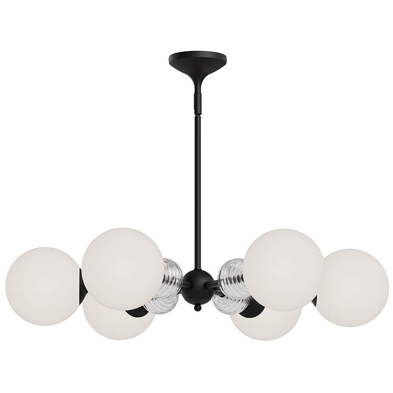 Image 1 Alora Mood Celia E12 30-in Matte Black/Opal Glass Chandelier