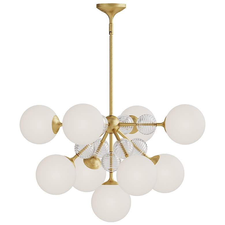 Image 1 Alora Mood Celia E12 31-in Brushed Gold/Opal Glass Chandelier