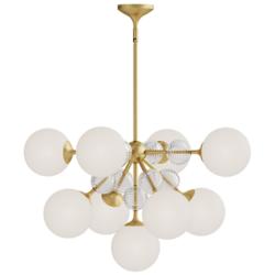 Alora Mood Celia E12 31-in Brushed Gold/Opal Glass Chandelier