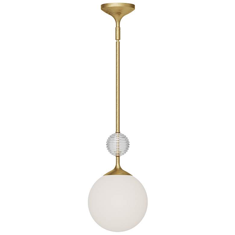 Image 1 Alora Mood Celia E26 8-in Brushed Gold/Opal Glass Pendant
