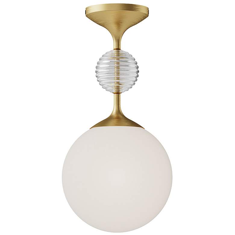 Image 1 Alora Mood Celia E26 8-in Brushed Gold/Opal Glass Semi-Flush Mount