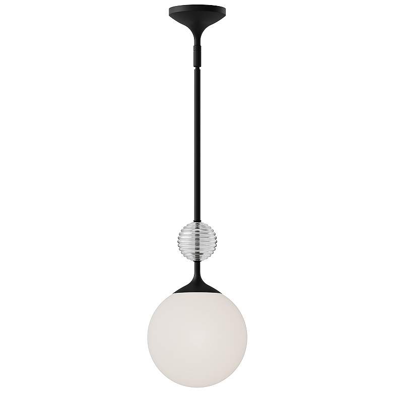 Image 1 Alora Mood Celia E26 8-in Matte Black/Opal Glass Pendant