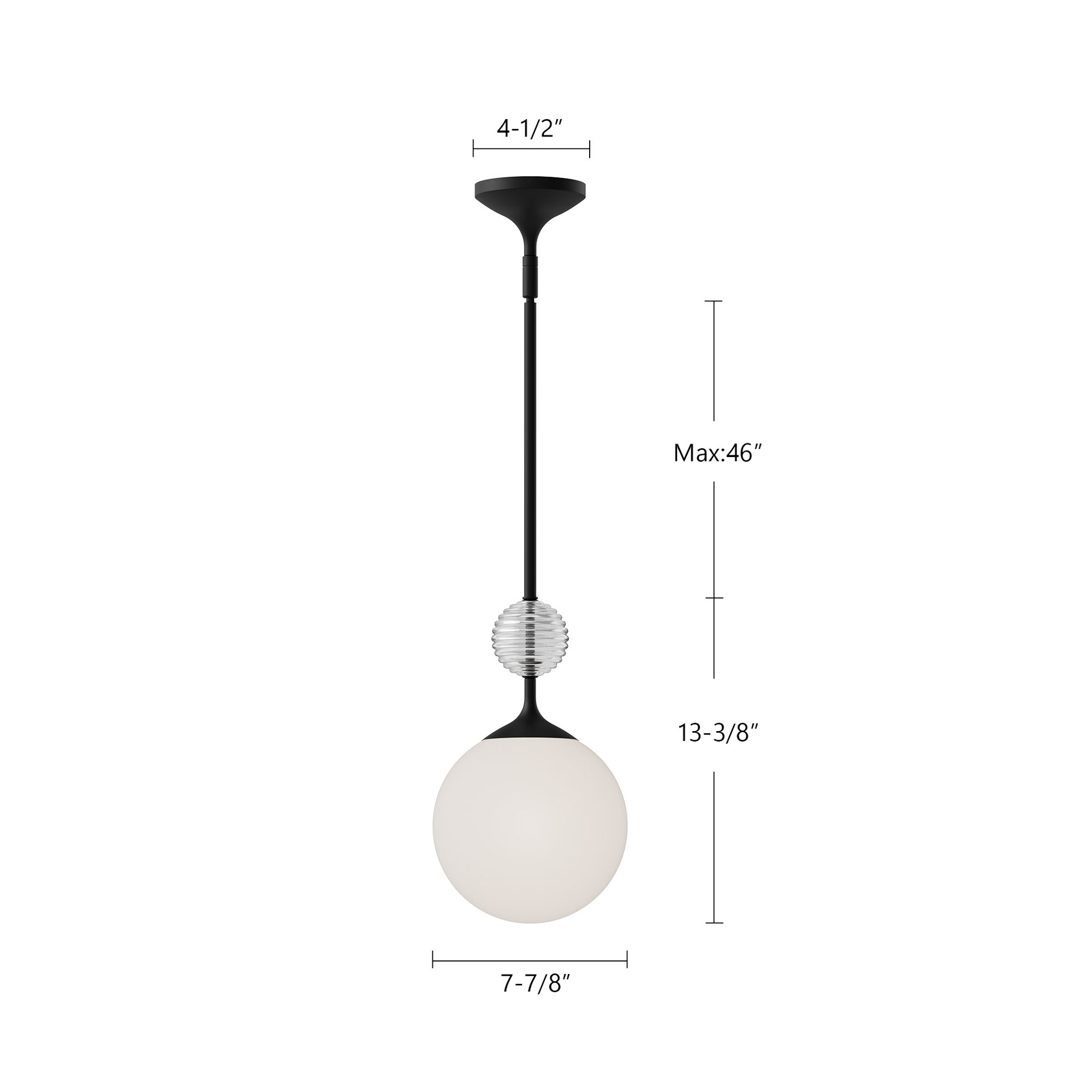Image 4 Alora Mood Celia E26 8-in Matte Black/Opal Glass Pendant more views