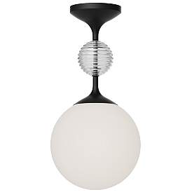 Image1 of Alora Mood Celia E26 8-in Matte Black/Opal Glass Semi-Flush Mount