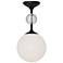 Alora Mood Celia E26 8-in Matte Black/Opal Glass Semi-Flush Mount