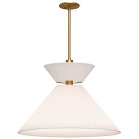 Image1 of Alora Mood Chapelle E26 22-in Aged Gold/White Linen Pendant