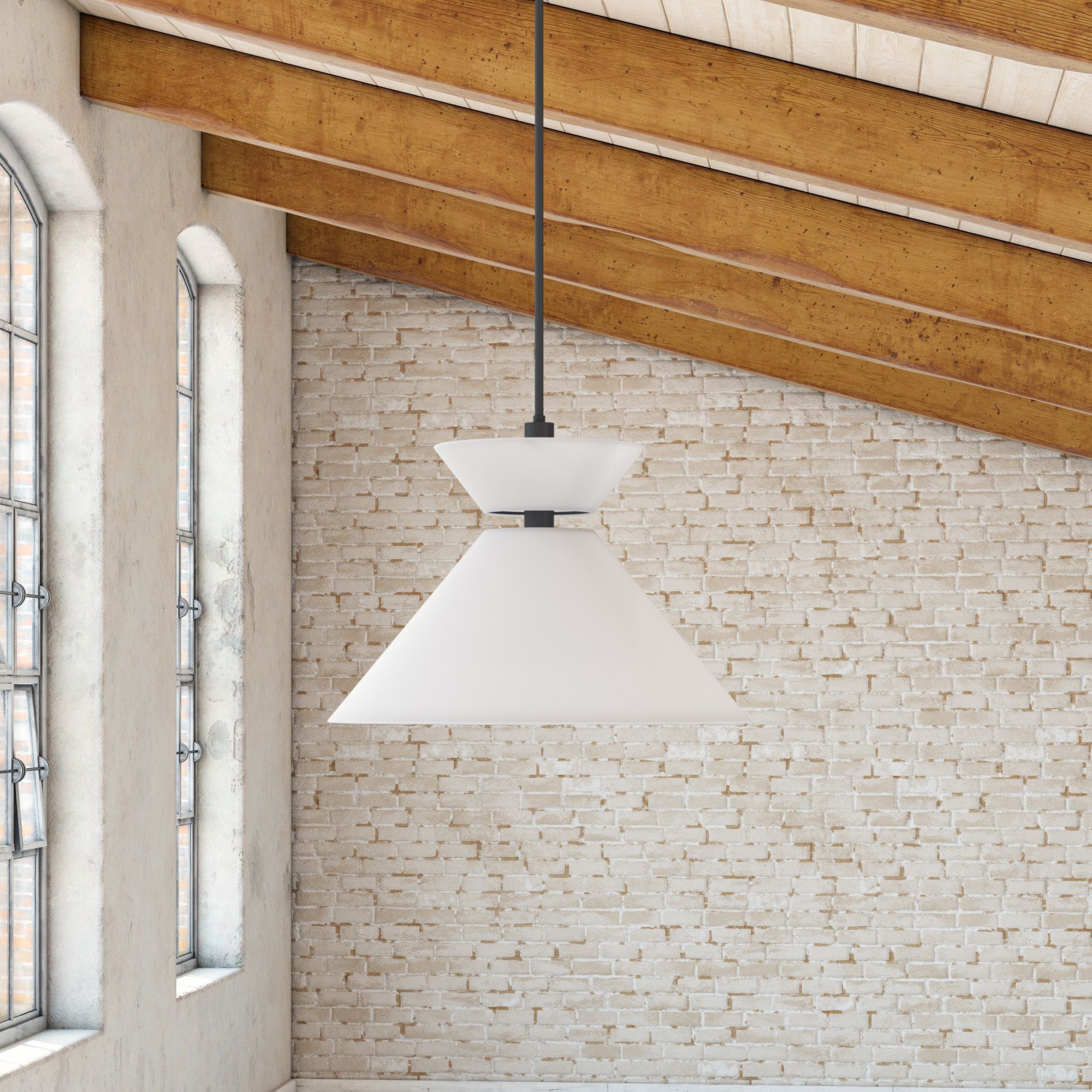 Image 3 Alora Mood Chapelle E26 22-in Matte Black/White Linen Pendant more views
