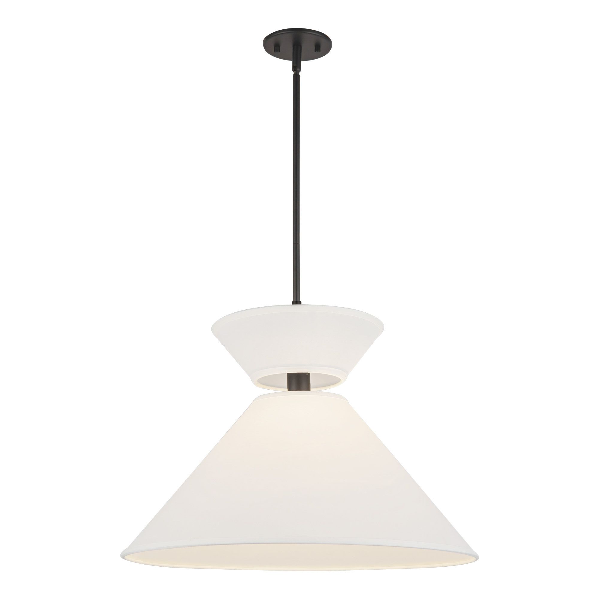 Image 4 Alora Mood Chapelle E26 22-in Matte Black/White Linen Pendant more views