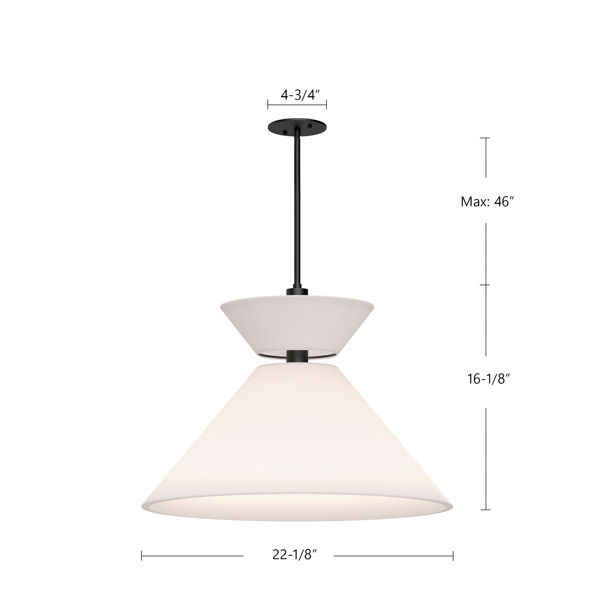 Alora Mood Chapelle E26 22-in Matte Black/White Linen Pendant