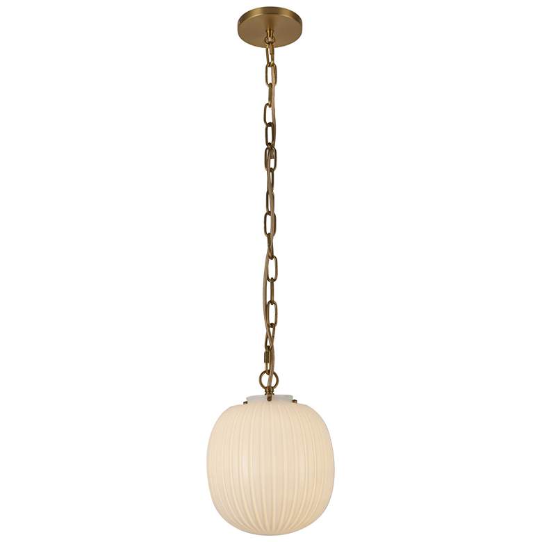 Image 1 Alora Mood Cherise E26 12-in Brushed Gold/Glossy Ribbed Opal Glass Pendant