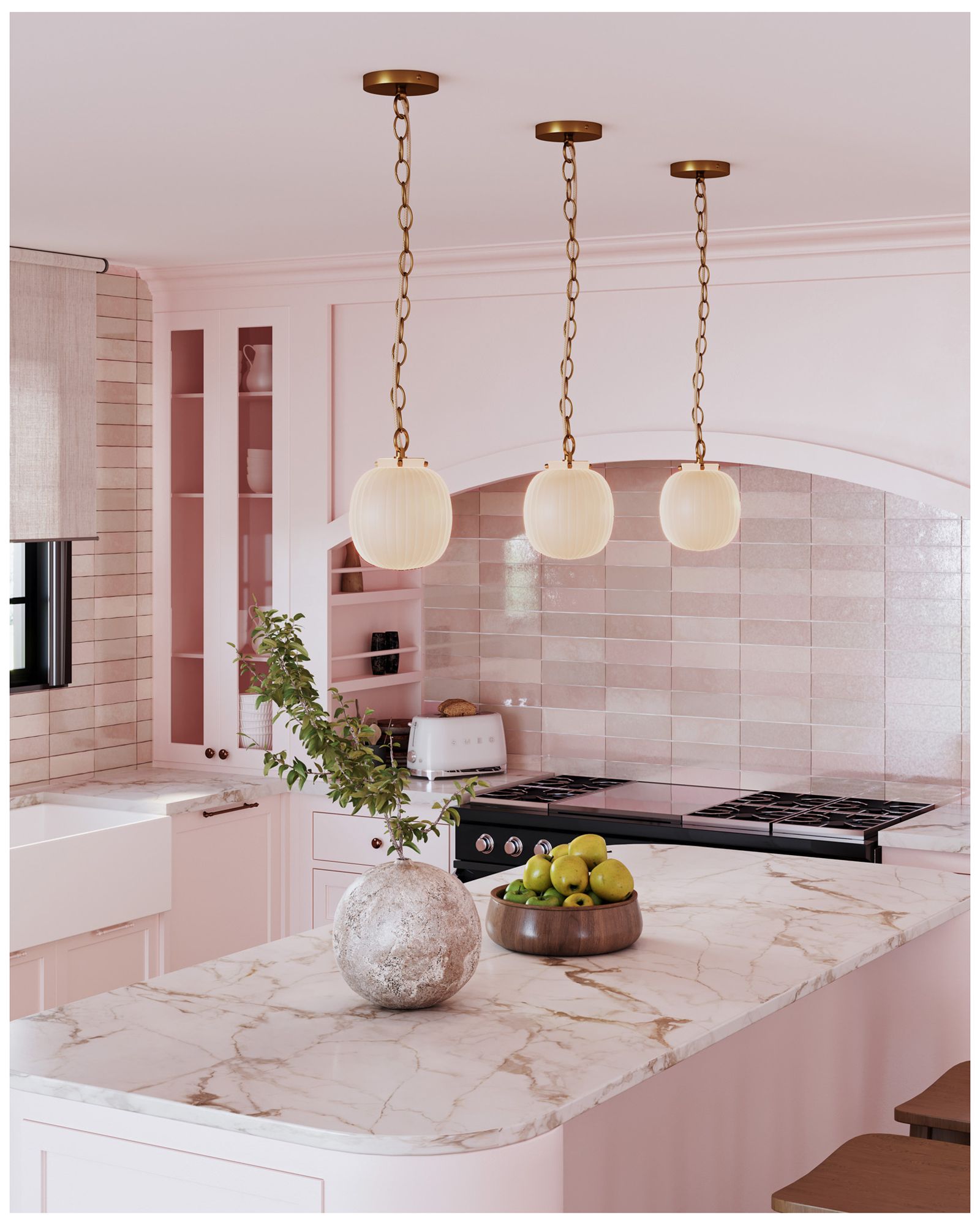 Image 3 Alora Mood Cherise E26 12-in Brushed Gold/Glossy Ribbed Opal Glass Pendant more views